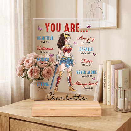 Personalized Woman Warrior You Are Beautiful Amazing Victorious Capable Acrylic Plaque