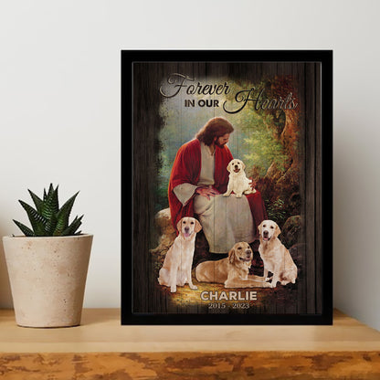 Personalized Dog Photo Safe In The Arms Of Jesus Forever In Our Heart Sympathy Gifts Poster Canvas