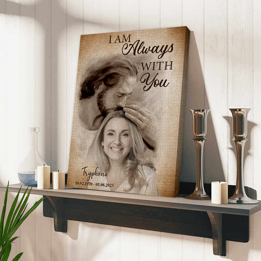 Personalized Photo Safe In Arms Of Jesus I Am Always With You Canvas Prints