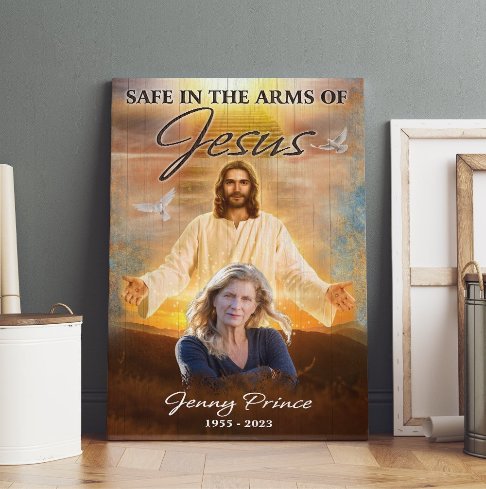 Personalized Safe In The Arm Of Jesus Poster Canvas