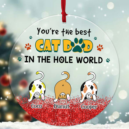 Personalized You Are The Best Cat Dad In The Hole World Acrylic Ornament