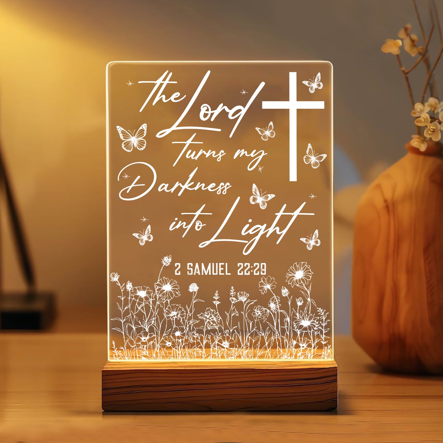 Custom Bible Verse, Faith Inspired Acrylic Light, Personalized Christian Acrylic Plaque LED Light Night