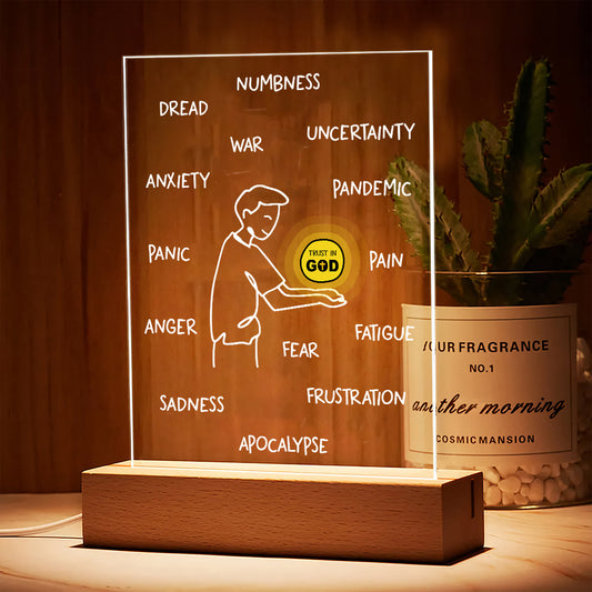 Trust in God Illuminating Hope Amidst Anxiety Uncertainty And Pandemic Acrylic Plaque LED Light Night