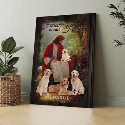 Personalized Dog Photo Safe In The Arms Of Jesus Forever In Our Heart Sympathy Gifts Poster Canvas