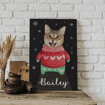 Personalized Cat Photo Christmas Canvas Prints