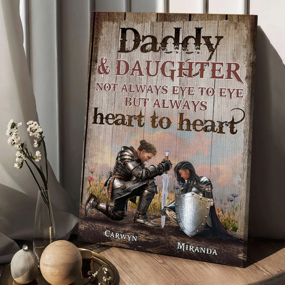 Personalized Dad And Daughter Warrior With Quote Love Poster Canvas,  Daughter Of God, Child Of God, Personalized warrior pose wall art, Father  And Daughter Canvas, Gift for father, Gift for daughter -