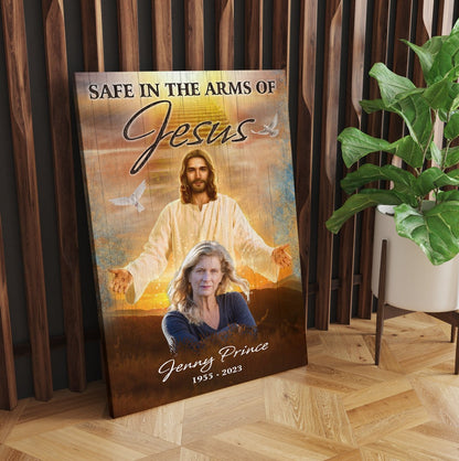 Personalized Safe In The Arm Of Jesus Poster Canvas