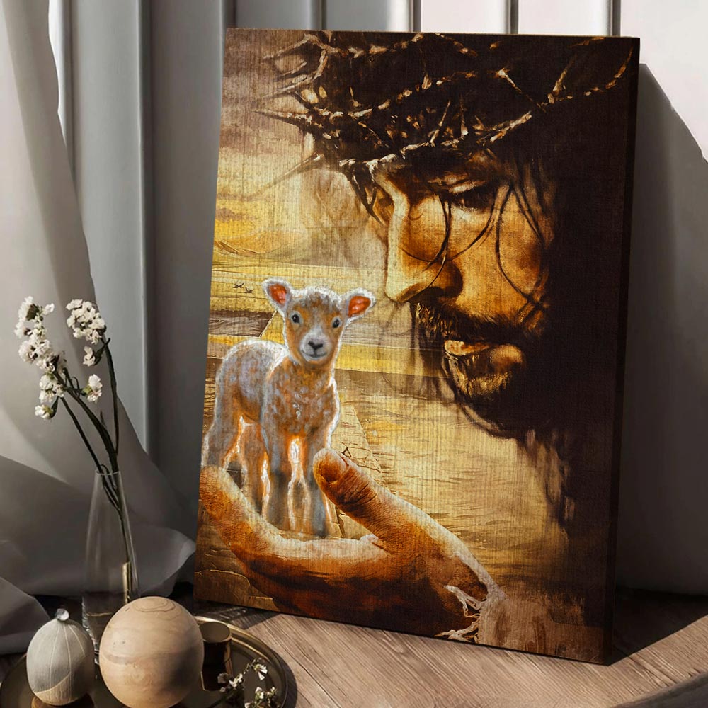 Jesus And Lamb Canvas Prints, Child Of God Gift, Christian Gift Canvas, Bible Verse Gift Poster Canvas