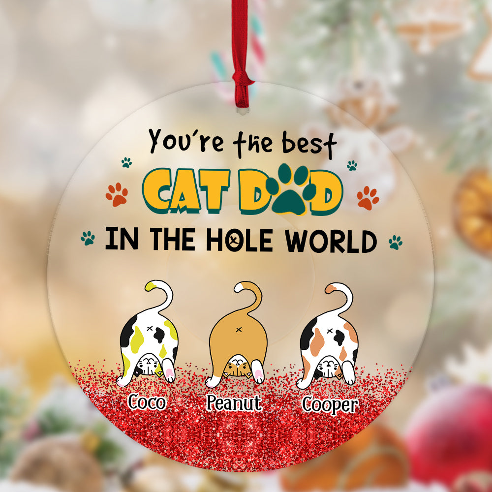 Personalized You Are The Best Cat Dad In The Hole World Acrylic Ornament