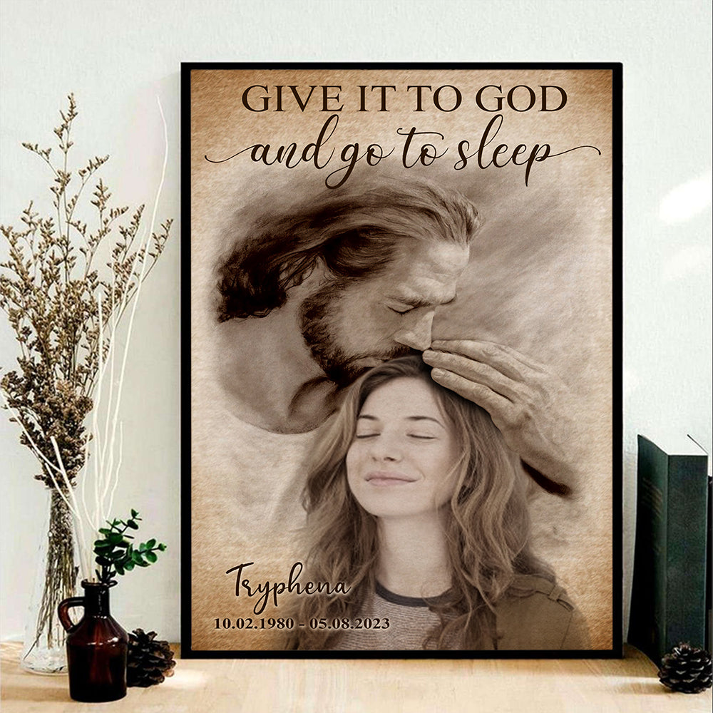 Personalized Photo Safe In Arms Of Jesus Give It To God And Go To Sleep Poster Canvas