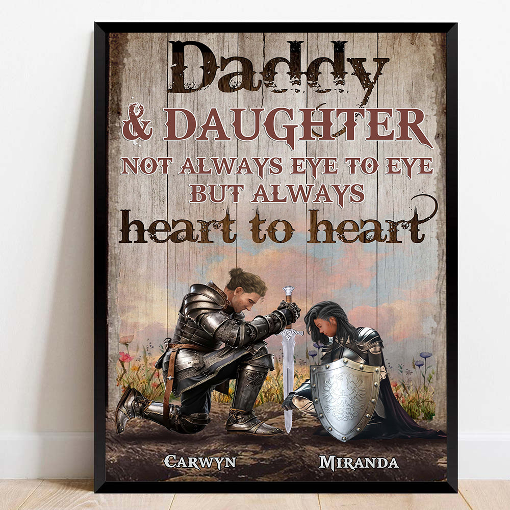 Personalized Dad And Daughter Warrior With Quote Love Poster Canvas,  Daughter Of God, Child Of God, Personalized warrior pose wall art, Father  And Daughter Canvas, Gift for father, Gift for daughter -