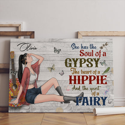 Personalized Hippie Girl She Has The Soul Of A Gypsy The Heart Of A Hippie And The Spirit Of A Fairy Canvas Prints