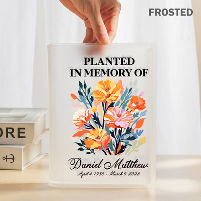 Personalized Birth Flower Planted in Memory, In Loving Memory Gift Acrylic Book Vase