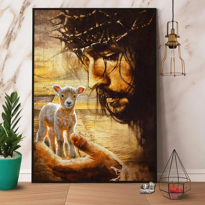 Jesus And Lamb Canvas Prints, Child Of God Gift, Christian Gift Canvas, Bible Verse Gift Poster Canvas