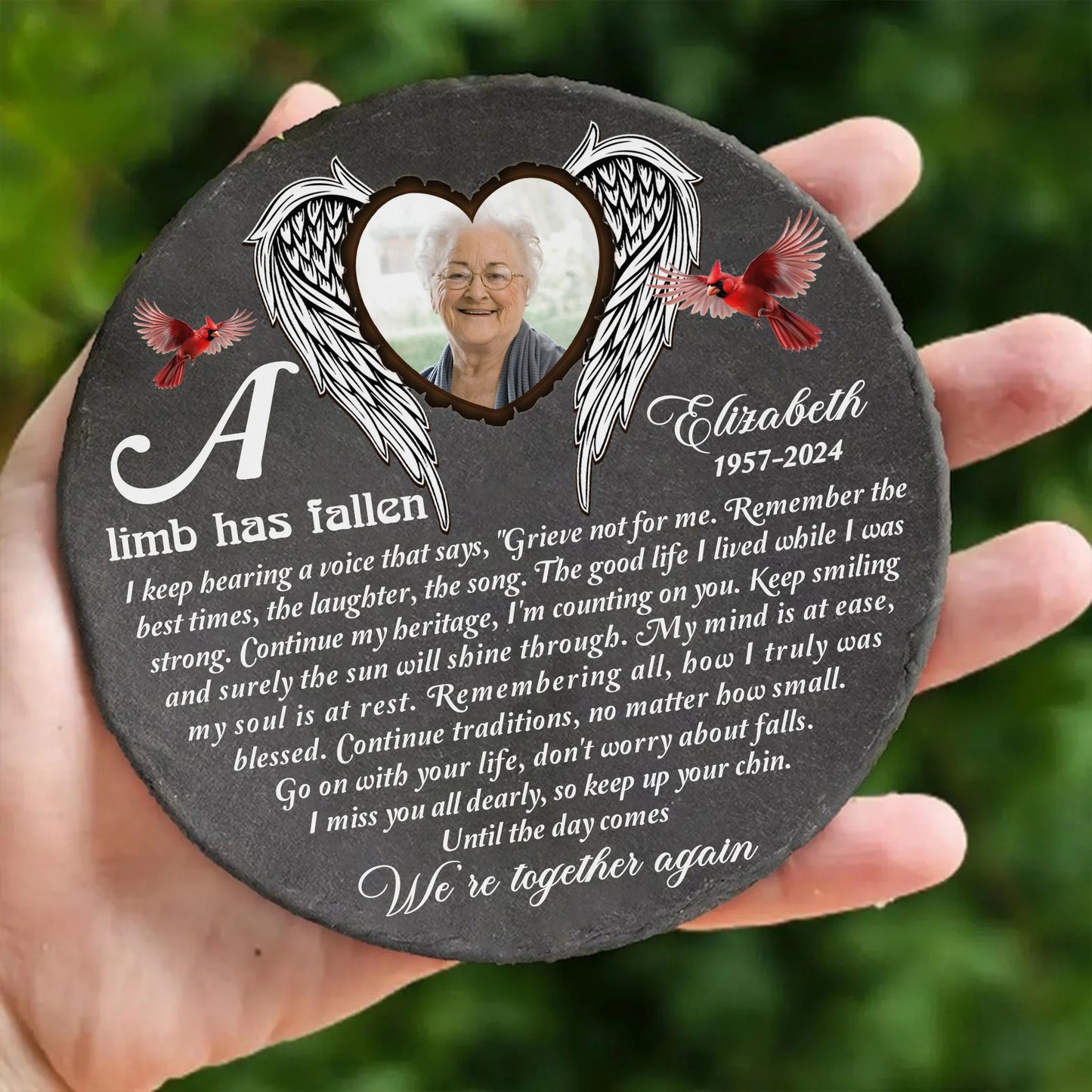 A Limb Has Fallen Memorial Stone, Sympathy Gift for Loss of a Loved One - Personalized Photo Memorial Garden Stone