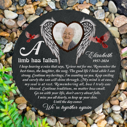 A Limb Has Fallen Memorial Stone, Sympathy Gift for Loss of a Loved One - Personalized Photo Memorial Garden Stone