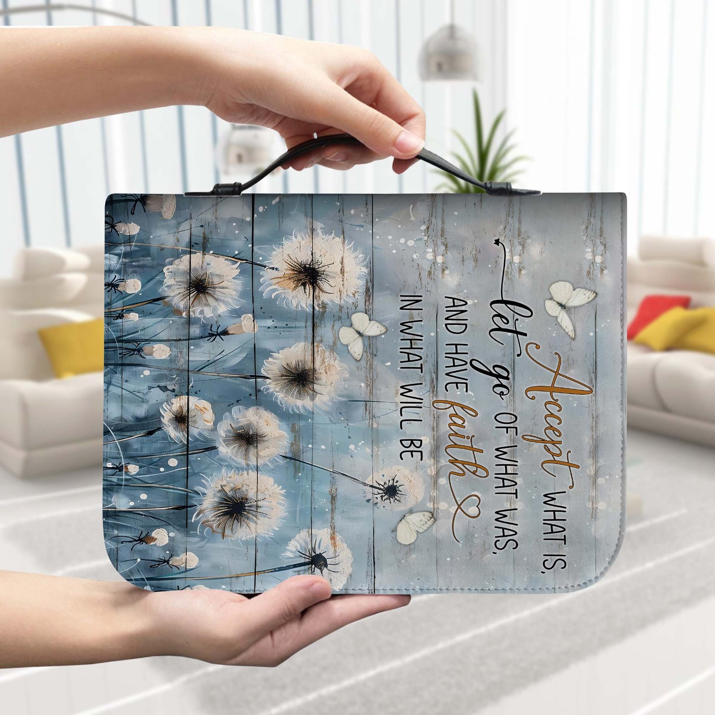 Accept What Is Let Go of What Was Have Faith – Inspirational Christian Leather Bible Cover