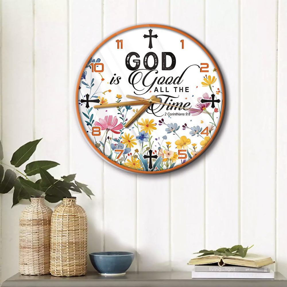 God Is Good All The Time 2 Corinthians 9:8 Wall Clock - Inspirational Christian Wall Clock