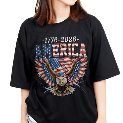 America 250th Anniversary Eagle and American Flag Patriotic T-Shirt