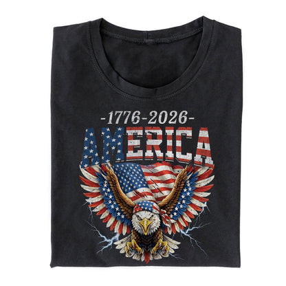 America 250th Anniversary Eagle and American Flag Patriotic T-Shirt
