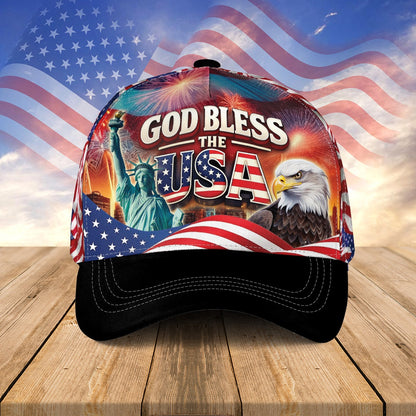 America 250th Anniversary God Bless The USA Patriotic Over Print Classic Cap