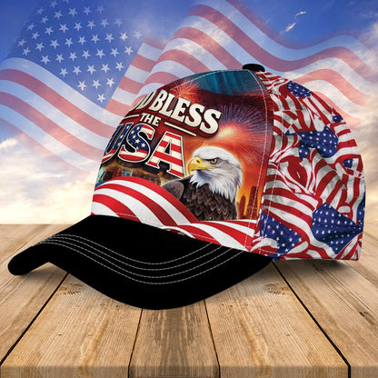 America 250th Anniversary God Bless The USA Patriotic Over Print Classic Cap