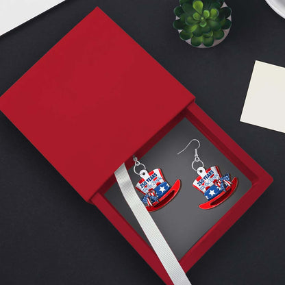 America 250th Anniversary Patriotic We The People 2-Layer Wooden Earrings