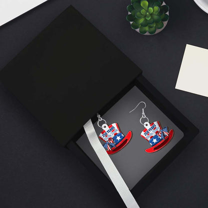 America 250th Anniversary Patriotic We The People 2-Layer Wooden Earrings