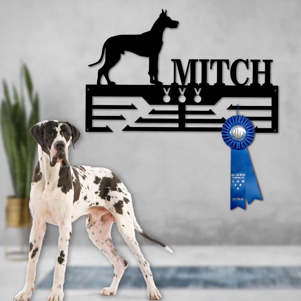 Personalized Great Dane Dog Award Cut Metal Sign