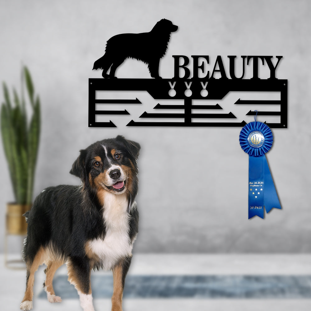Personalized Australian Shepherd Dog Award Cut Metal Sign