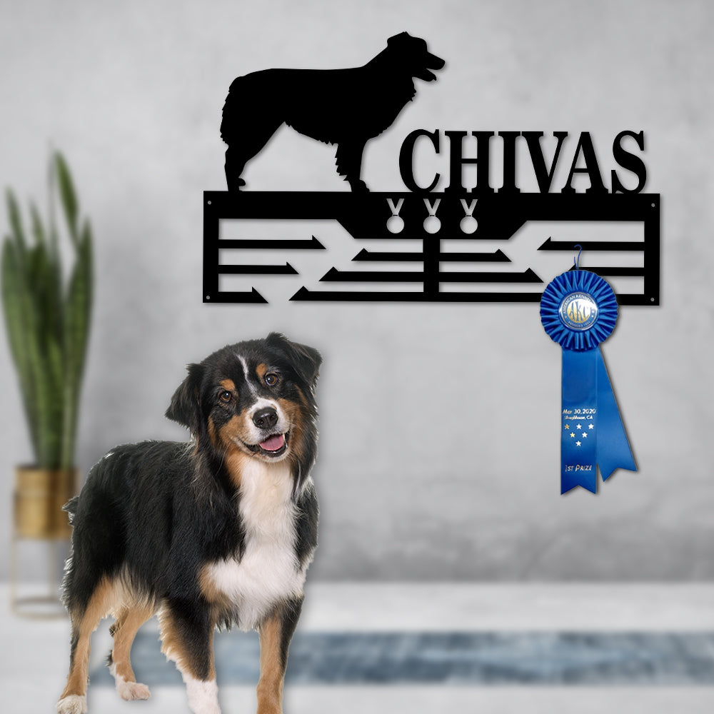 Personalized English Shepherd Dog Award Cut Metal Sign