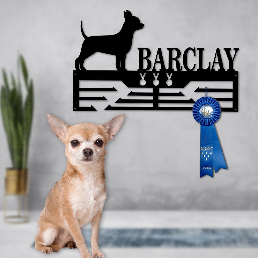 Personalized Chihuahua Dog Award Cut Metal Sign