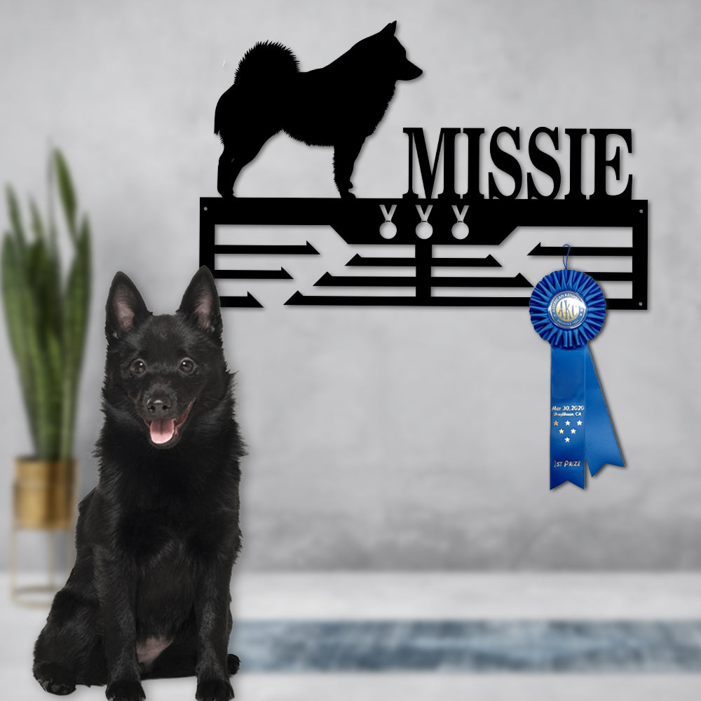 Personalized Schipperke Dog Award Cut Metal Sign