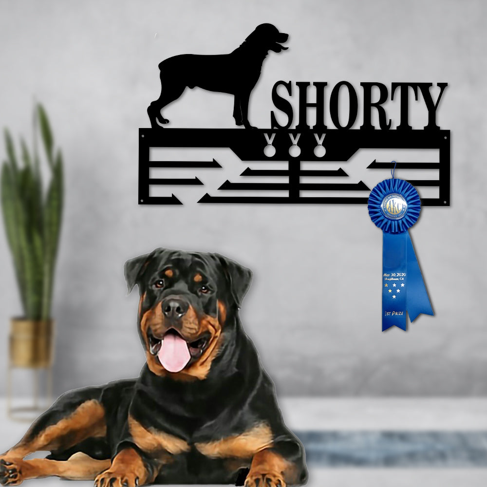 Personalized Rottweiler Dog Award Cut Metal Sign