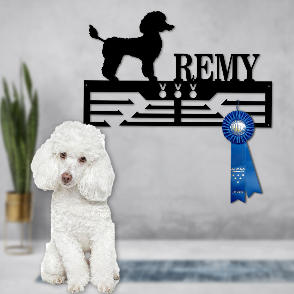 Personalized Poodle Dog Award Cut Metal Sign