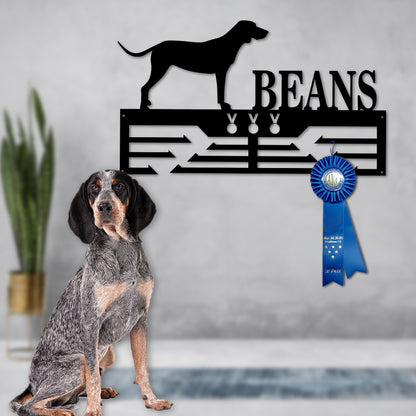 Personalized Coonhound Dog Award Cut Metal Sign