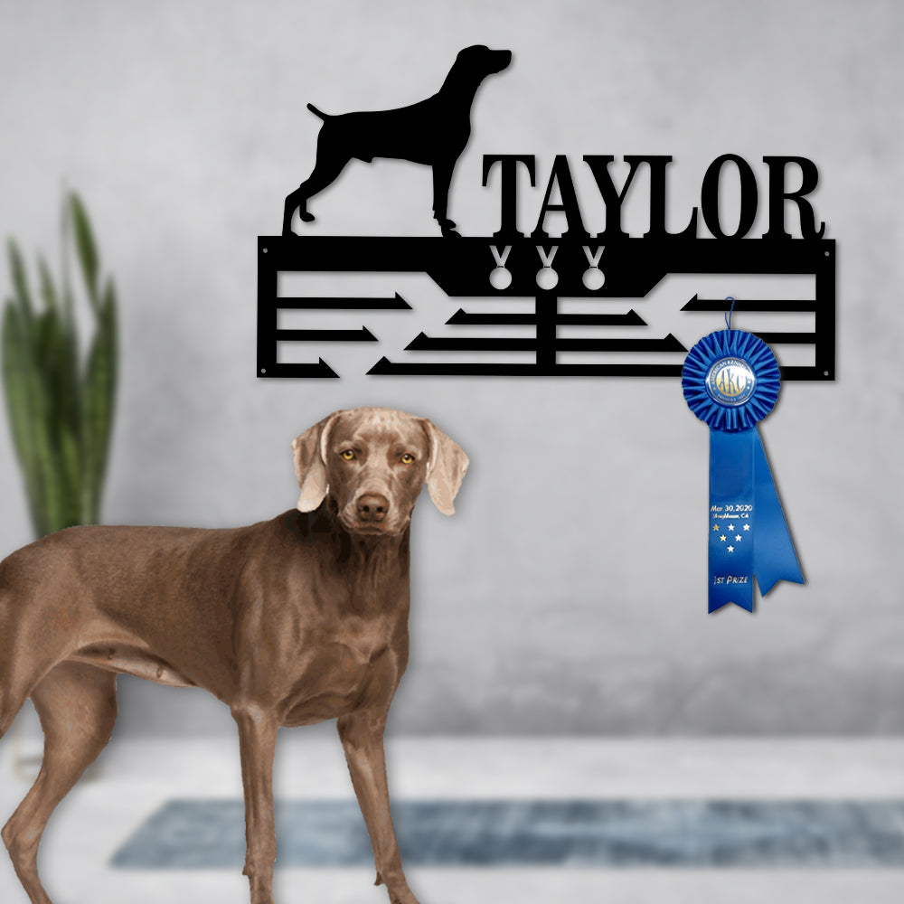 Personalized Weimaraner Dog Award Cut Metal Sign