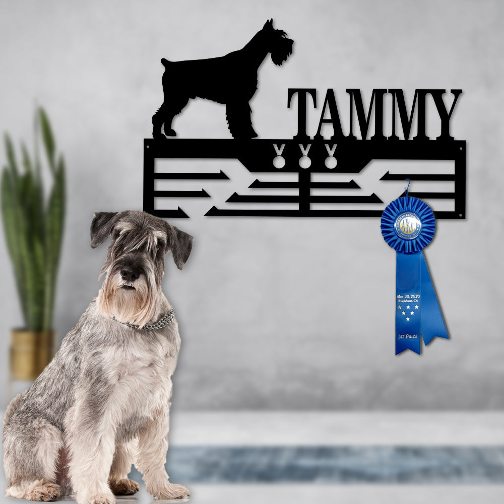Personalized Schnauzer Dog Award Cut Metal Sign