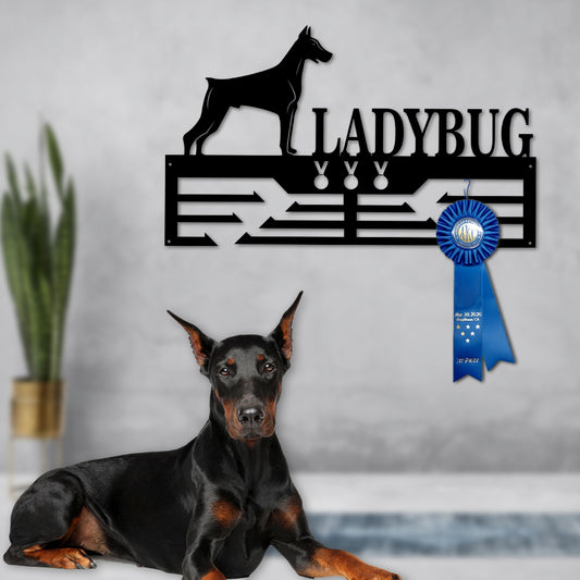 Personalized Doberman Dog Award Cut Metal Sign