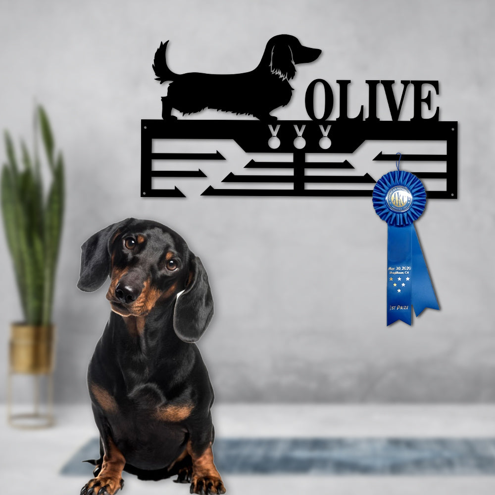 Personalized Daschund Dog Award Cut Metal Sign
