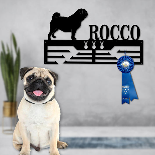 Personalized Pug Dog Award Cut Metal Sign