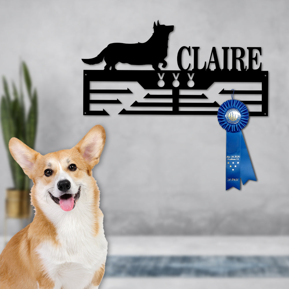 Personalized Corgi Dog Award Cut Metal Sign