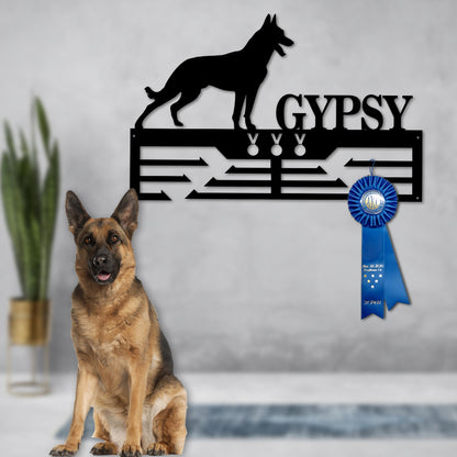 Personalized Belgian Malinois Dog Award Cut Metal Sign