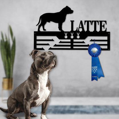 Personalized Pit Bull Dog Award Cut Metal Sign