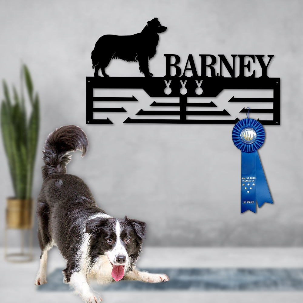 Personalized Border Collie Dog Award Cut Metal Sign