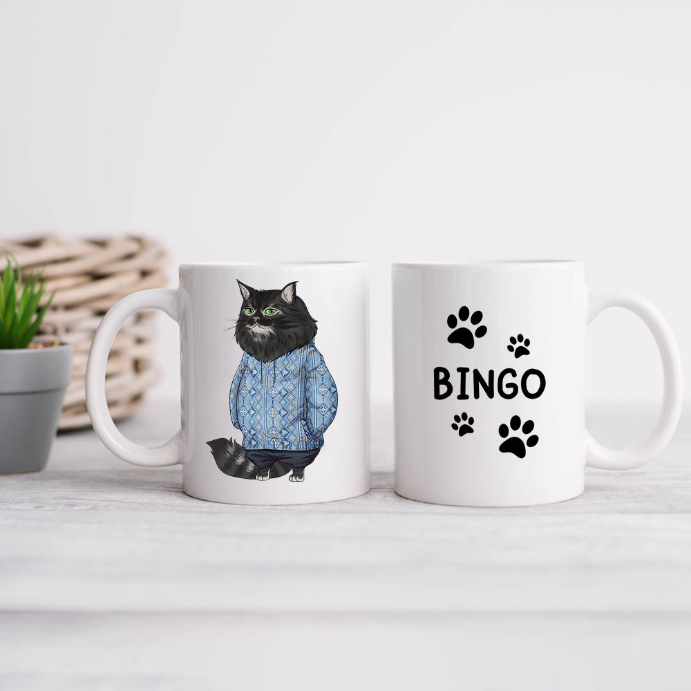 Personalized Funny Cat Christmas White Mug