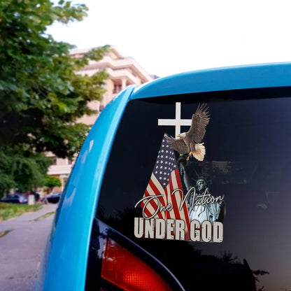 One Nation Under God Patriotic Bald Eagle Usa American Flag Sticker Decal