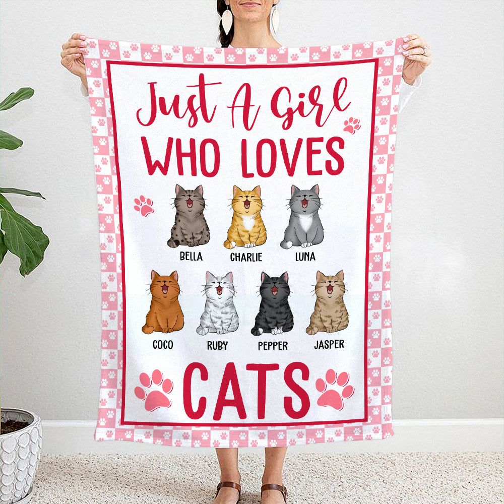 Personalized Just A Girl Who Loves Cat Blanket