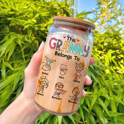 Personalized This Grandma Belongs To Fun Kids Clear Glass Can