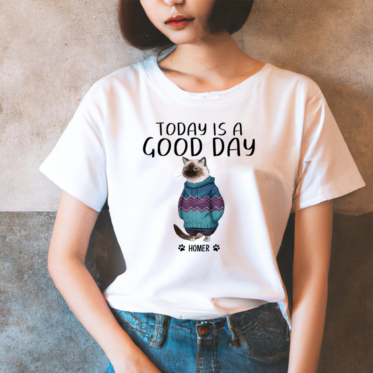 Personalized Cat Funny Christmas Today Is A Good Day T-Shirt